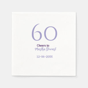 Serviette En Papier 60 ans et fêtard anniversaire violet nom date styl