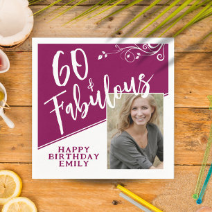 Serviette En Papier 60 et fabuleux Script Photo Magenta 60e anniversai