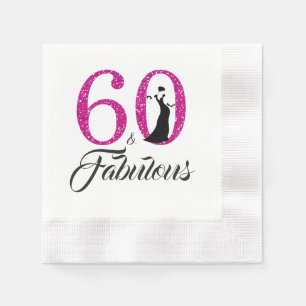 Serviette En Papier 60 et Fabulous Pink Parties scintillant 60e fête d