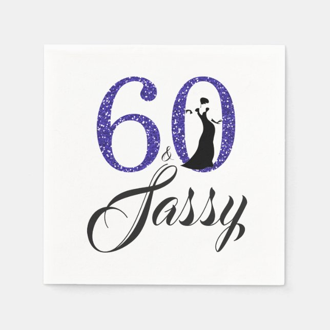 Serviette En Papier 60 et Sassy Royal Blue Parties scintillant fête d' (Devant)