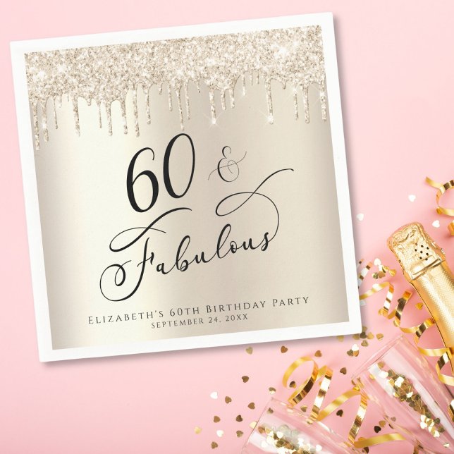 Serviette En Papier 60 Fabuleux Parties scintillant Gold Custom Annive (Créateur téléchargé)