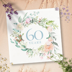 Serviette En Papier 60e / 75e anniversaire Pays Roses Floral