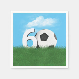 Serviette En Papier 60e Anniversaire Bal De Football En Herbe Verte