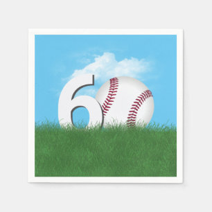Serviette En Papier 60e Anniversaire Baseball En Herbe Verte