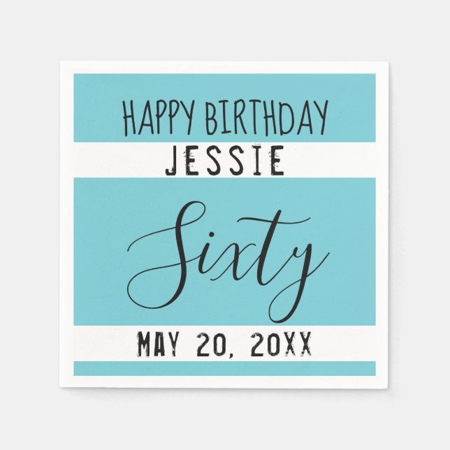 Serviette En Papier 60e anniversaire Bleu noir Livre blanc serviettes (Devant)