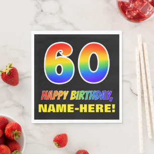Serviette En Papier 60e anniversaire : Bold, amusant, simple, arc-en-c