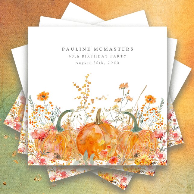 Serviette En Papier 60e anniversaire Citrouille Fleur sauvage personna (Créateur téléchargé)