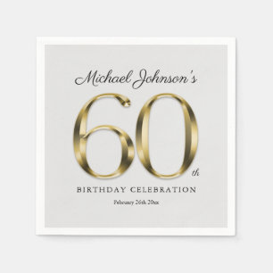 Serviette En Papier 60e anniversaire Classic Grey Solid Gold Texte 