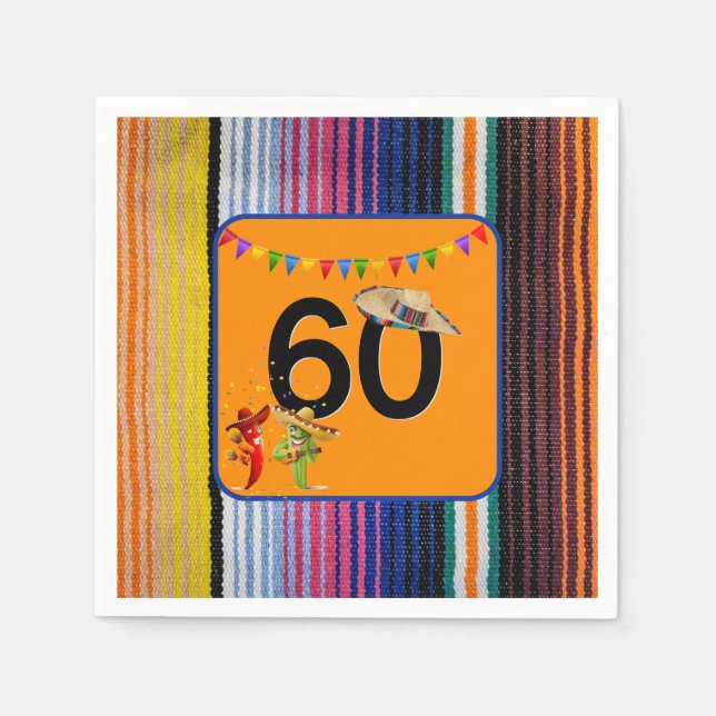 Serviette En Papier 60e anniversaire Conception mexicaine (Devant)