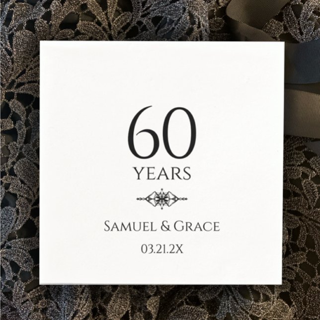 Serviette En Papier 60e anniversaire de diamant élégant et personnalis (Custom unique 60th diamond wedding anniversary party napkins. Stylish personalized. Simple elegance.)
