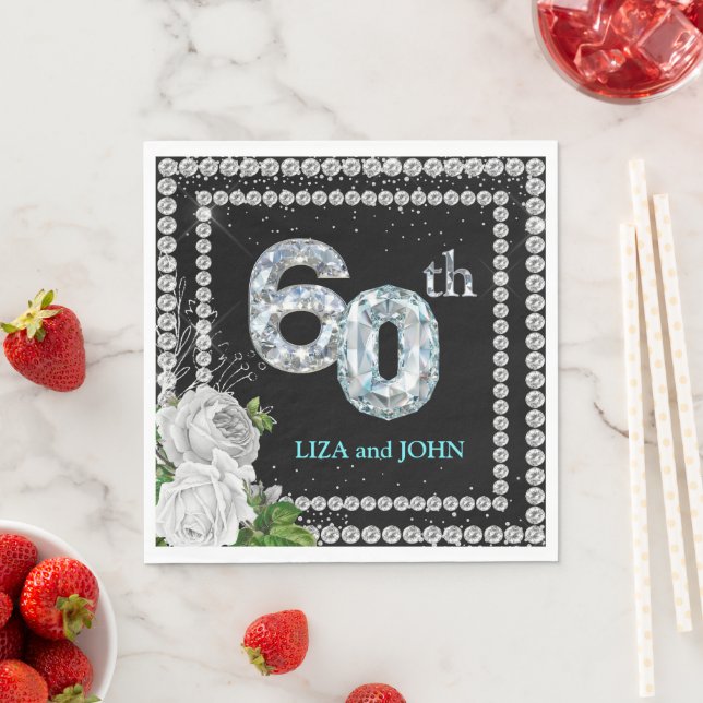 Serviette En Papier 60e anniversaire de mariage de diamant (En situation)