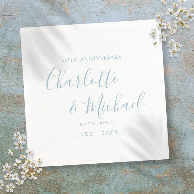 Serviette En Papier 60e anniversaire de mariage de diamant Écriture él (60th Diamond Wedding Anniversary Elegant Script Napkins)