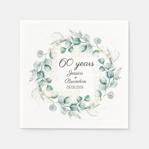 Serviette En Papier 60e anniversaire de Mariage de diamants Eucalyptus
