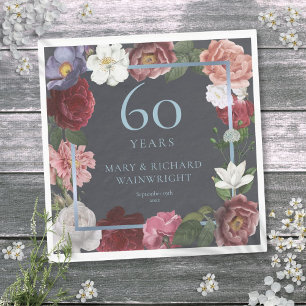 Serviette En Papier 60e anniversaire de mariage diamant Roses de campa