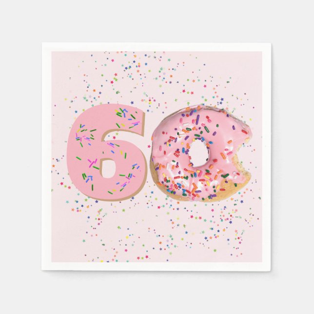 Serviette En Papier 60e anniversaire Donut rose (Devant)