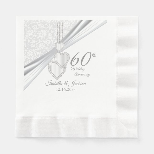 Serviette En Papier 60e anniversaire du Mariage diamant 2 (Devant)