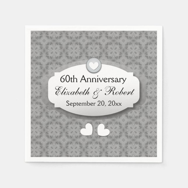 Serviette En Papier 60e anniversaire du Mariage Diamant A10 (Devant)