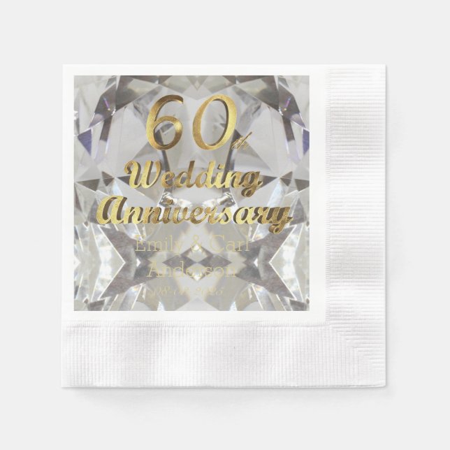 Serviette En Papier 60e Anniversaire du Mariage diamant Typographie de (Devant)