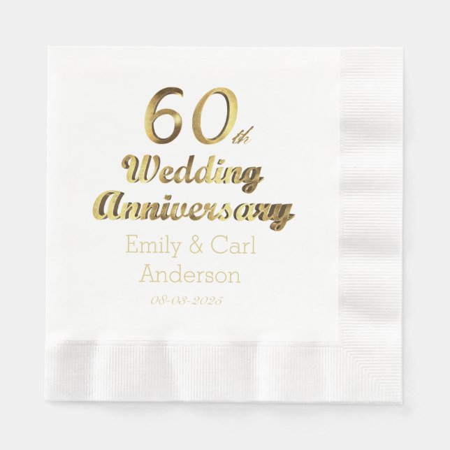 Serviette En Papier 60e Anniversaire du Mariage diamant Typographie de (Devant)