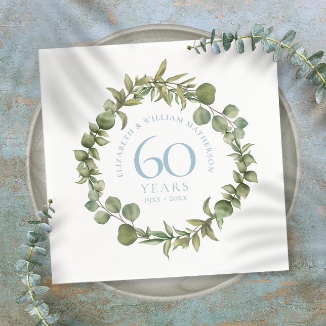 Serviette En Papier 60e anniversaire du Mariage Diamond Bois vert (Créateur téléchargé)