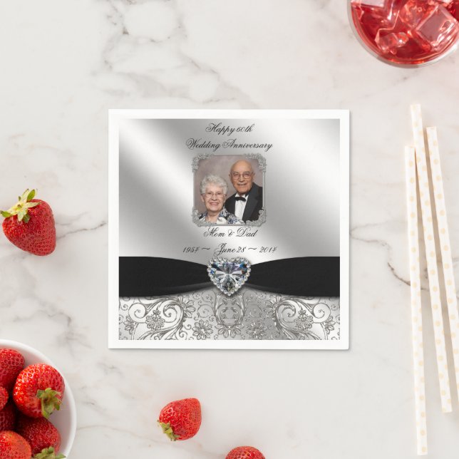 Serviette En Papier 60e anniversaire du Mariage Papier photo serviette (En situation)