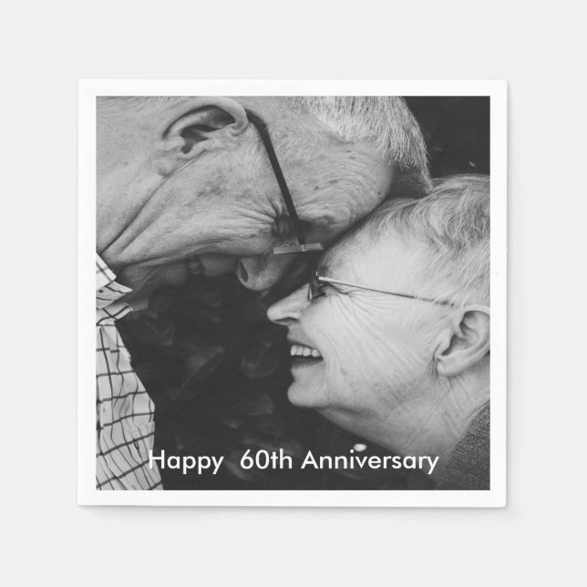 Serviette En Papier 60e anniversaire du Mariage Photo personnalisée (Devant)