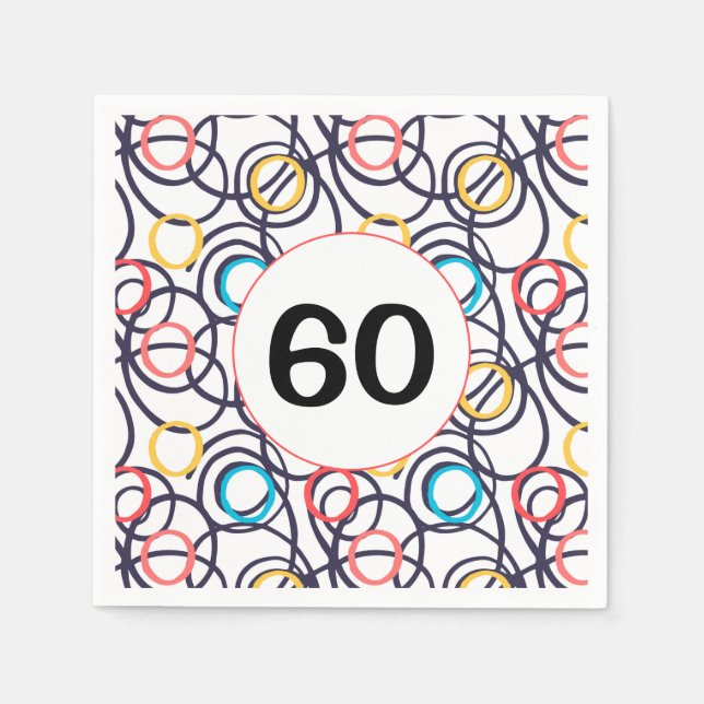Serviette En Papier 60e anniversaire fête Doodles funky (Devant)