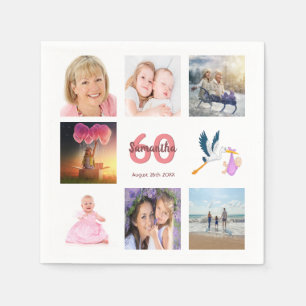 Serviette En Papier 60e anniversaire fête photo collage