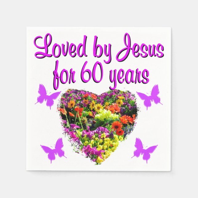 SERVIETTE EN PAPIER 60E ANNIVERSAIRE FLEURS SAUVAGES (Devant)