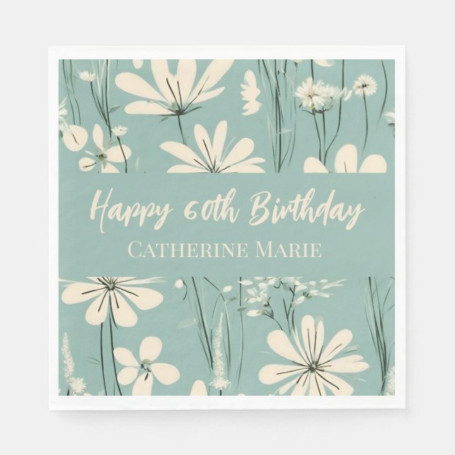 Serviette En Papier 60e anniversaire Floral (Devant)