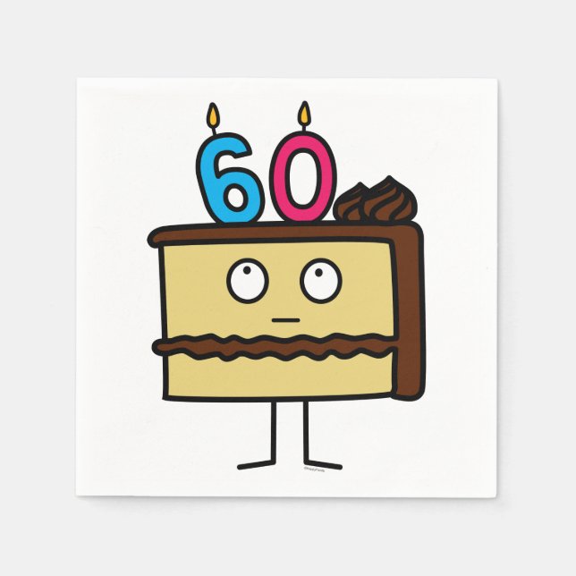 Serviette En Papier 60e anniversaire gâteau aux bougies (Devant)