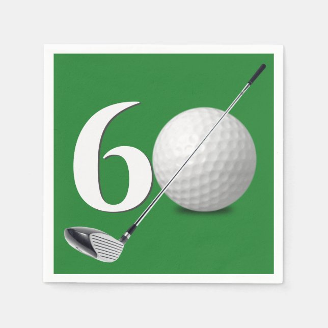 Serviette En Papier 60e Anniversaire Golf Ball And Club (Devant)