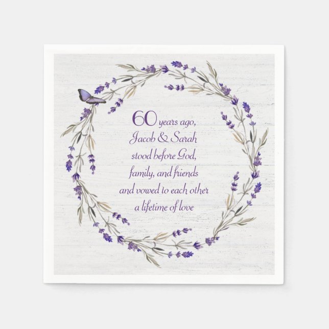 Serviette En Papier 60e anniversaire Lavender Wreath (Devant)