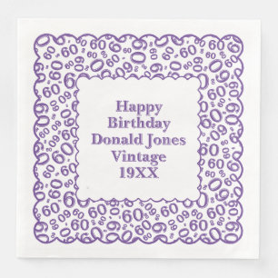 Serviette En Papier 60e anniversaire Numéro Motif pétoncles violet/bla