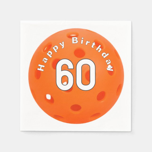 Serviette En Papier 60e anniversaire Orange Pickleball (Devant)