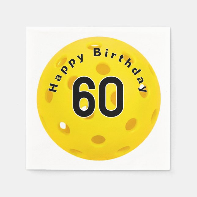 Serviette En Papier 60e anniversaire Pickleball Jaune (Devant)