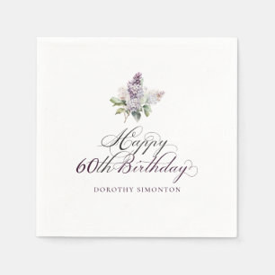 Serviette En Papier 60e anniversaire Purple Lilac Spring Flower Cockta