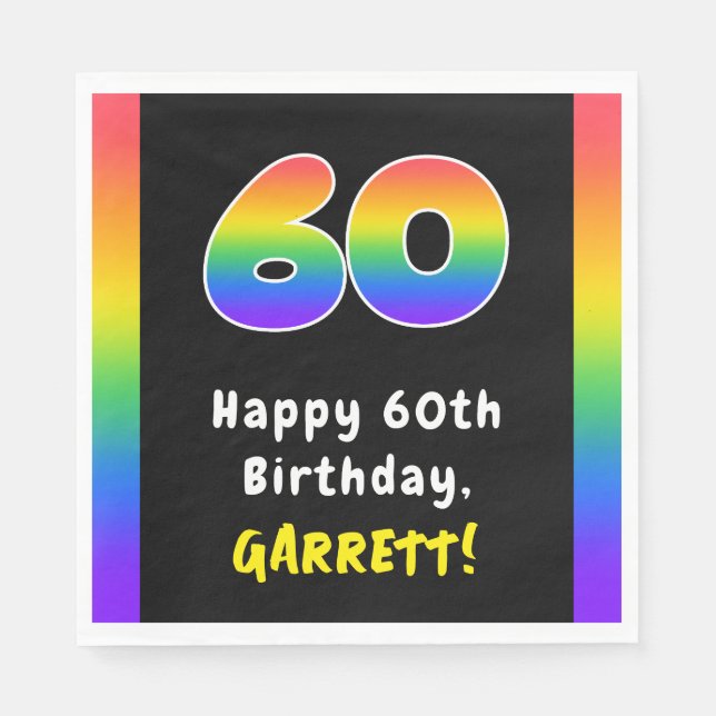 Serviette En Papier 60e anniversaire : Rainbow Spectrum # 60, Nom pers (Devant)