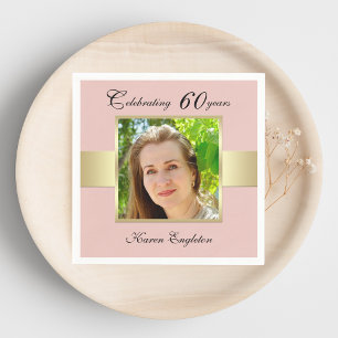 Serviette En Papier 60e anniversaire Rose de fête Gold Photo Napkins
