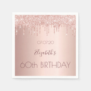 Serviette En Papier 60e anniversaire rose parties scintillant or 60 an