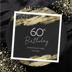 Serviette En Papier 60e Anniversaire Soirée Gold Black Invitation