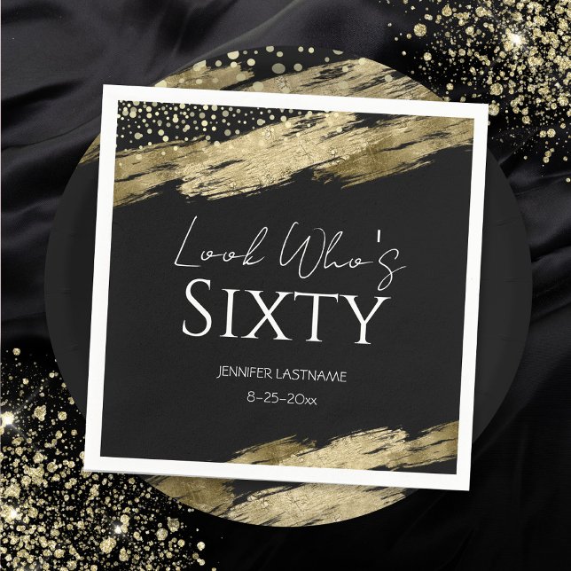 Serviette En Papier 60e Anniversaire Soirée Gold Black Look Qui's Napk (Créateur téléchargé)