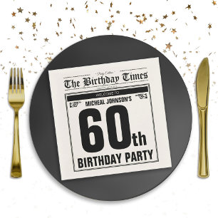 Serviette En Papier 60e Anniversaire vieux journal drôle unique person