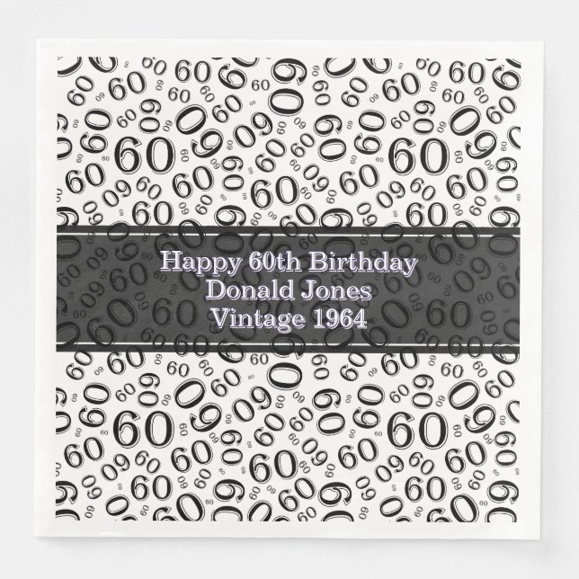 Serviette En Papier 60e Birthday Number (Devant)