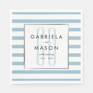 Serviette En Papier 60e Mariage diamant Anniversaire Classic Stripe