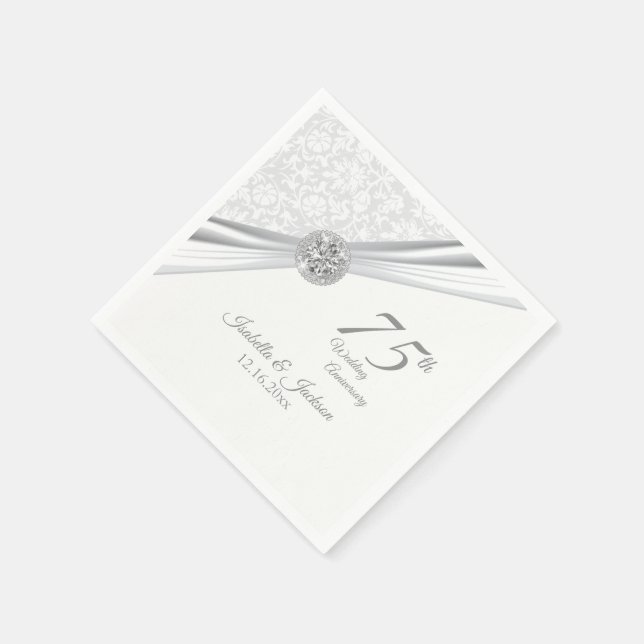 Serviette En Papier 60ème / 75ème anniversaire de Mariage Diamond (Coin)