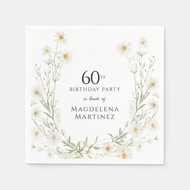 Serviette En Papier 60th Birthday April Birth Month Flower Daisy (Devant)
