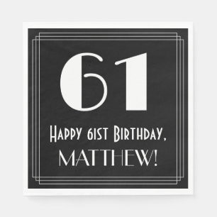 Serviette En Papier 61e anniversaire ~ Art Déco Inspiré "61", Nom