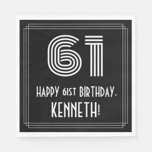 Serviette En Papier 61e anniversaire : Art Déco Inspiré Look "61" + No