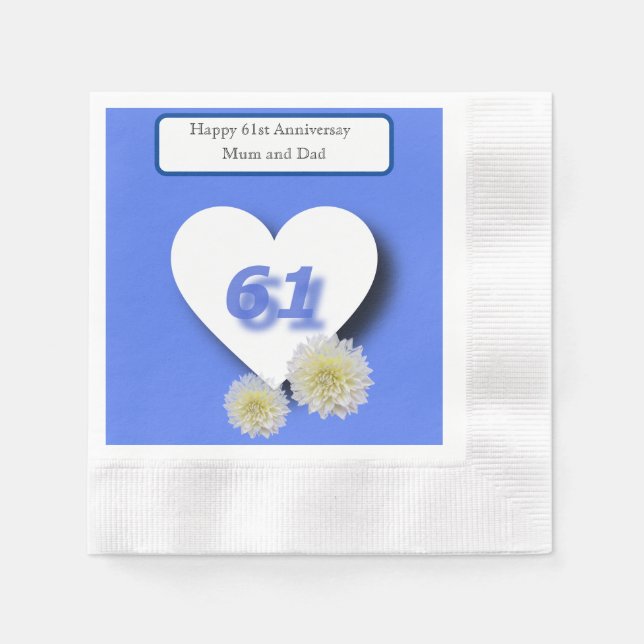 Serviette En Papier 61e anniversaire du Mariage (Devant)